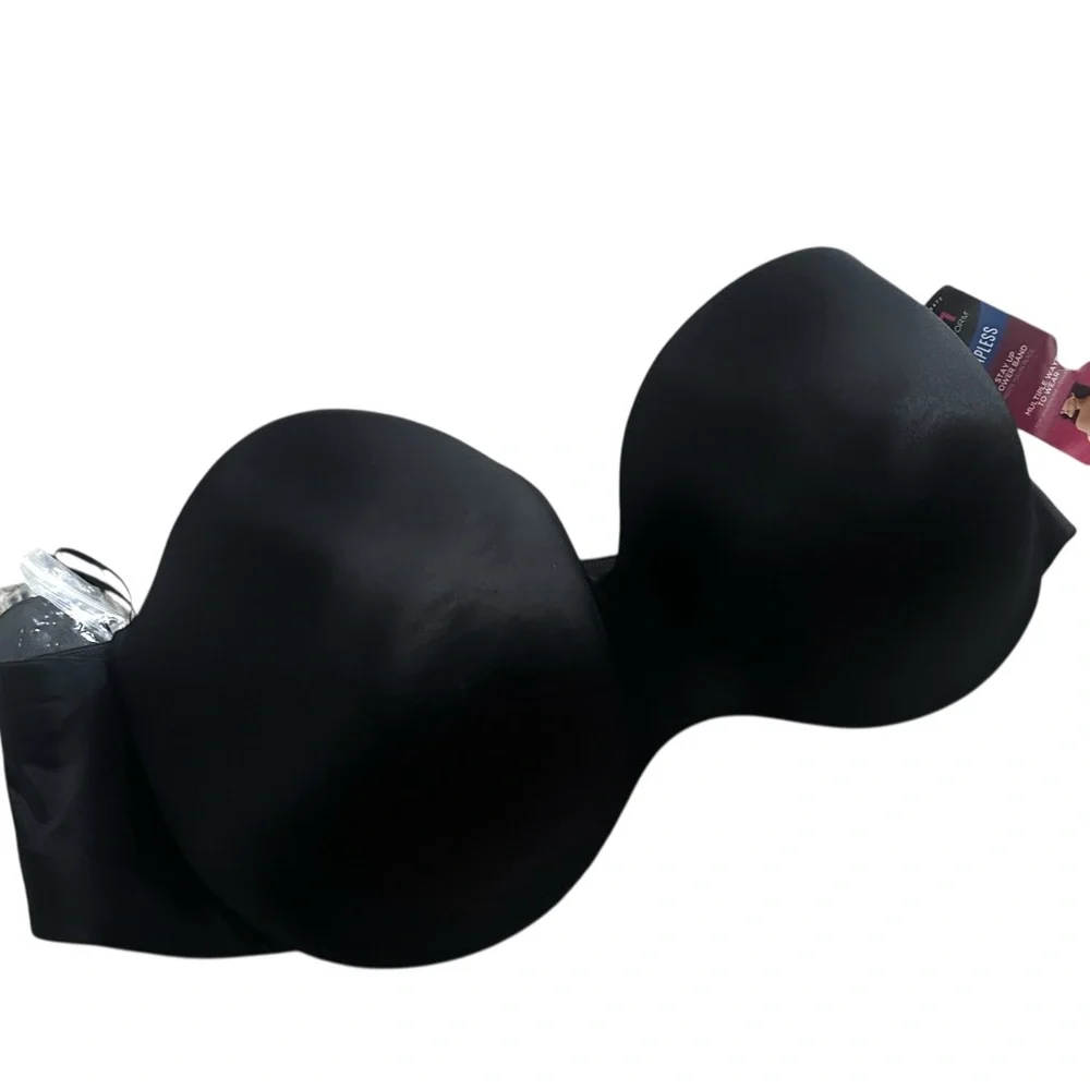 NWT Maidenform Strapless Bra Stay‎ up Power Band Black Womens 42D